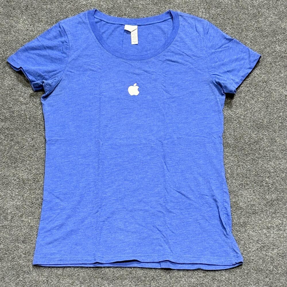 Apple Shirt Womens Extra Large Blue Bella Canvas Short Sleeve Crewneck Logo Tee